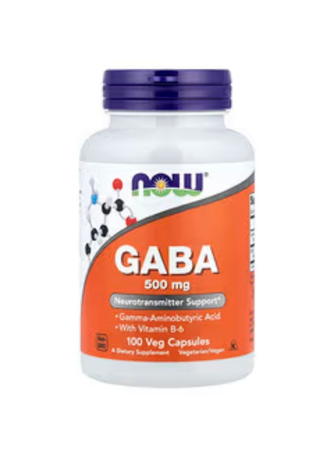 now GABA 500 mg Dietary Supplement - 100 Vegetarian Capsules - Image 1
